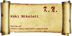 Kéki Nikolett névjegykártya
